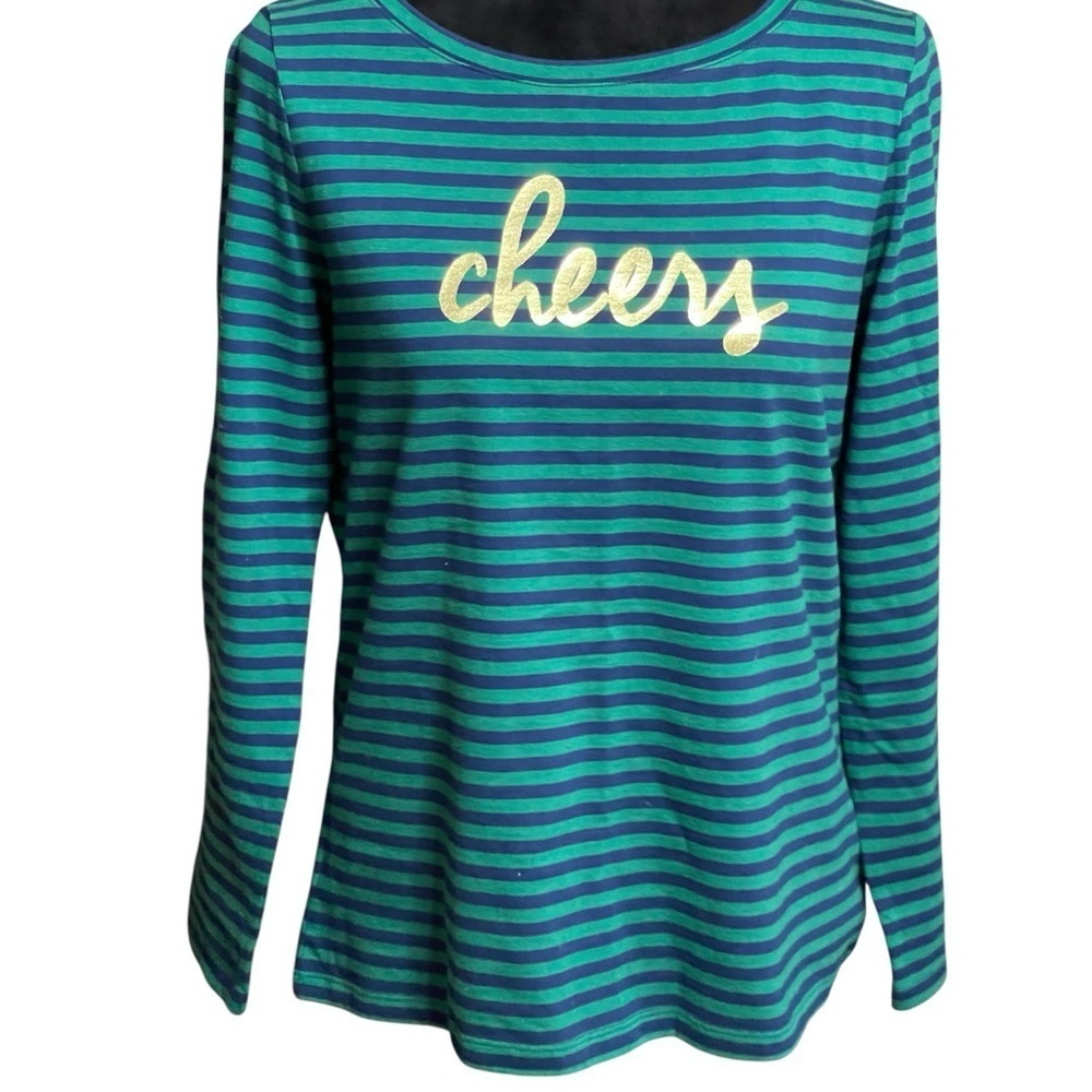 TALBOTS  HOLIDAY STRIPED TOP SZ MP EUC